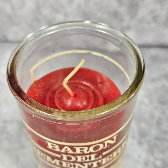 Baron Del Cementerio Red Glass Candle Botanica Shamanic 8.5" - Picture 4 of 10